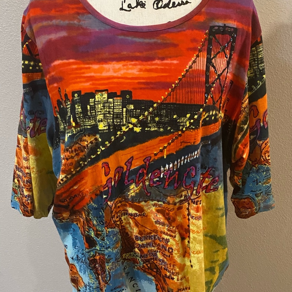 Multi-colored SF Golden Gate T-shirt beaded